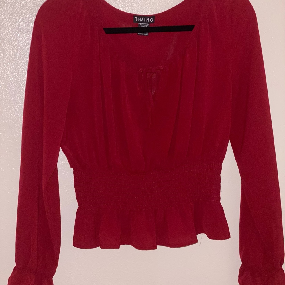red long sleeve blouse 🌹